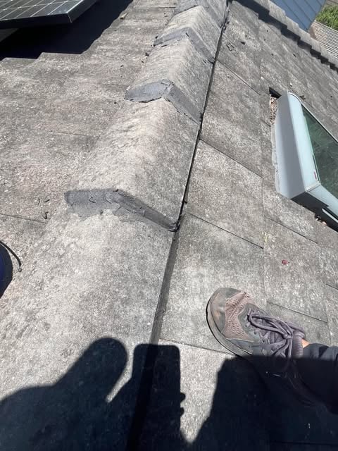 Roof inspection along ridge line
