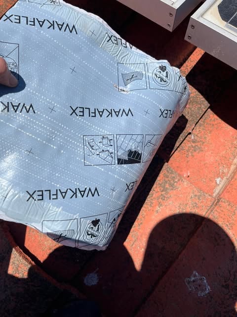 Wakaflex flashing repair on terracotta tiles